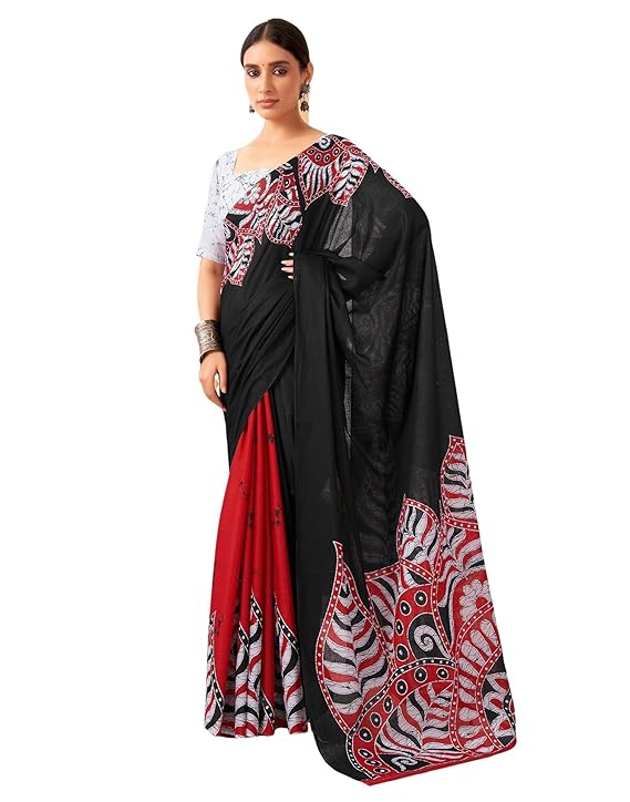 SIRIL Women's Pure Cotton Printed Zari Stripe Border Saree 