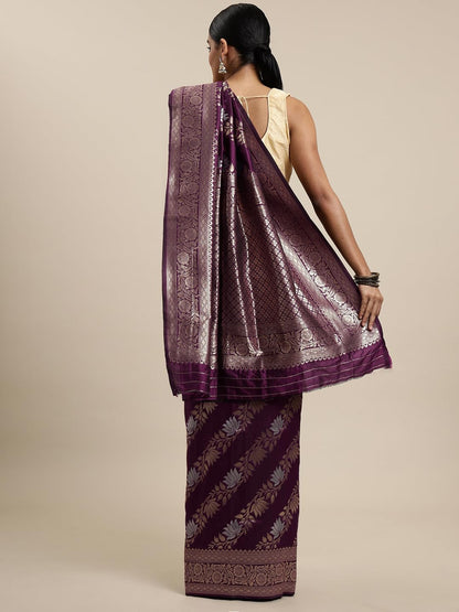 Vasthrlay Traditional Saree in Silver with refined banarasi ethnic appeal