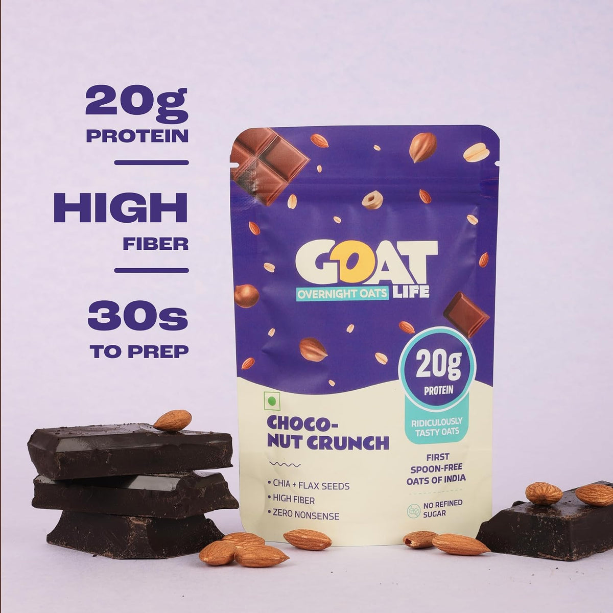 GOAT Life High Protein Overnight Oats Choco Nut Crunch 75g