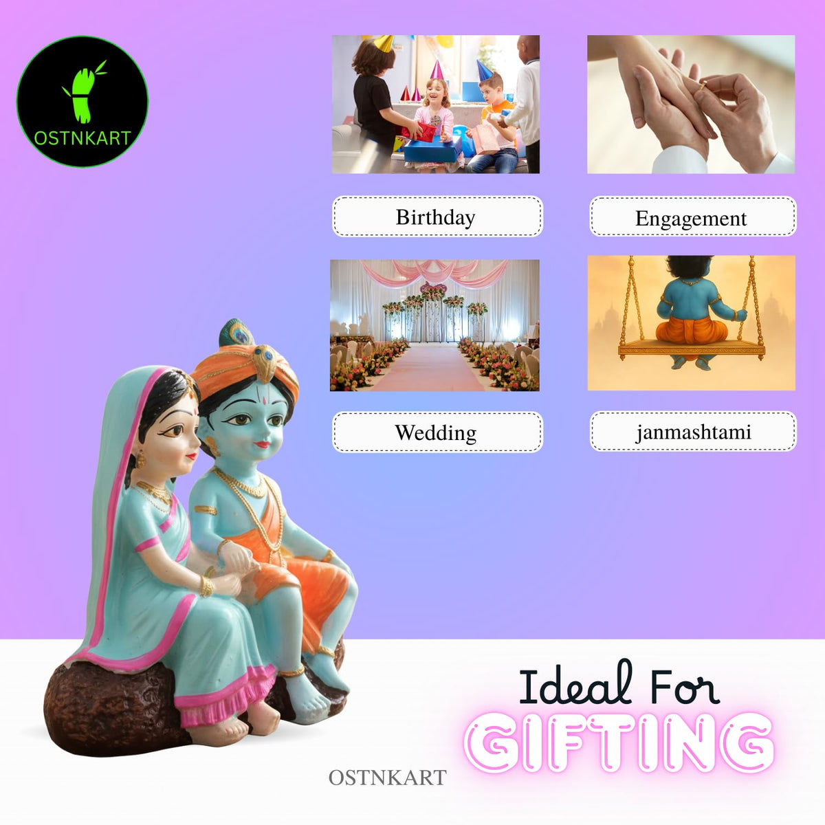 Radha Krishna Polyresin Idol – 4 Inch Multicolour