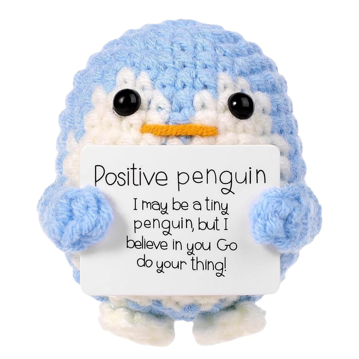 Handmade Crochet Penguin Toys Desk Decor with Positive Message Card - image 1