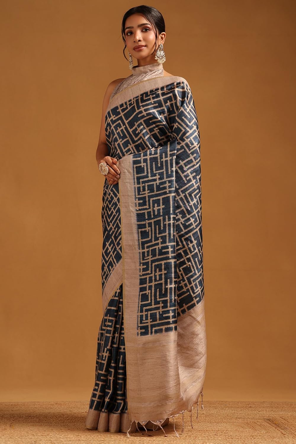 Vasthrlay Tussar Classic Saree with decorative Printed design