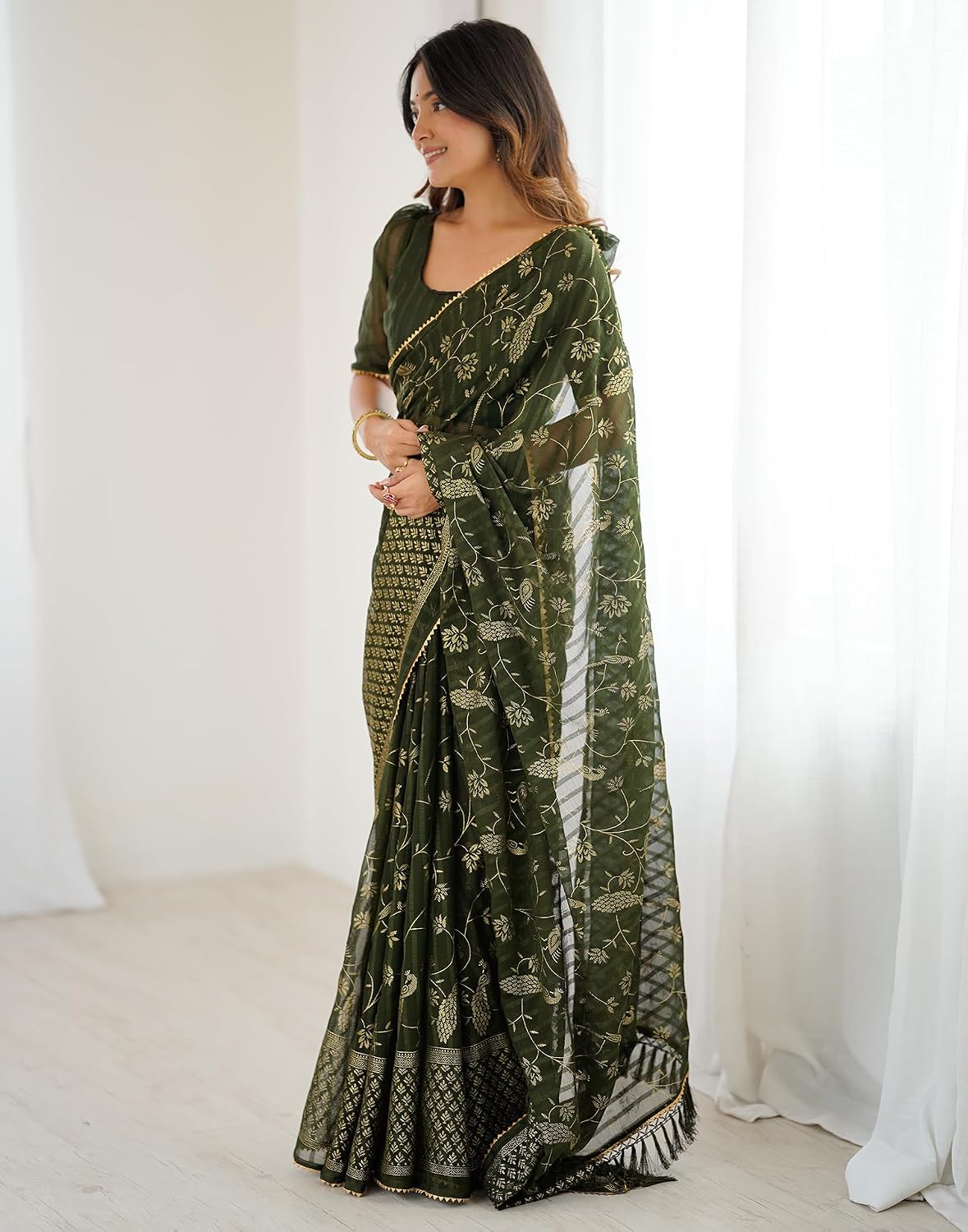 Vasthrlay Georgette saree in Red colour for festive occasions