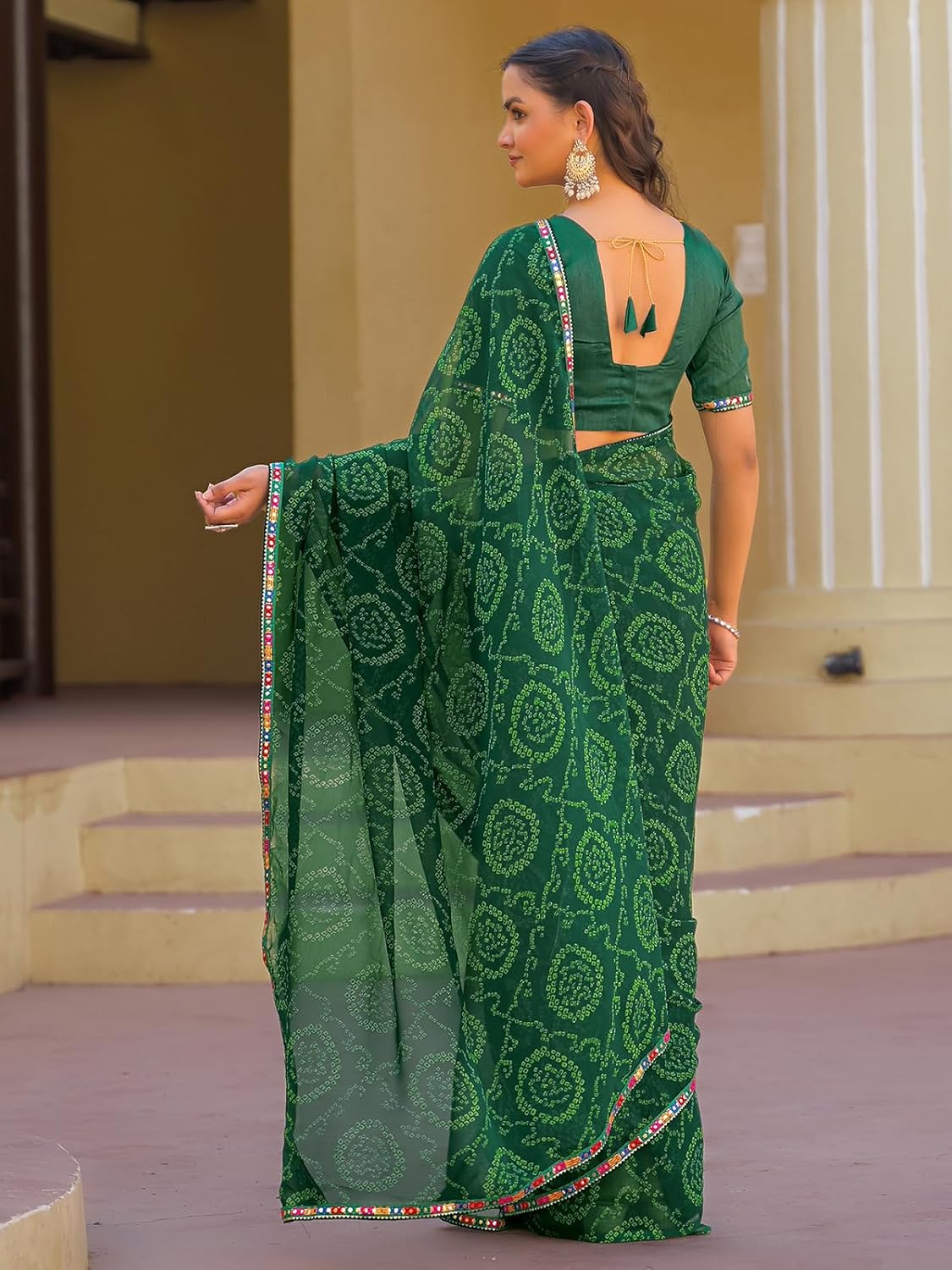 Vasthrlay Olive Printed Saree with elegant ethnic styling