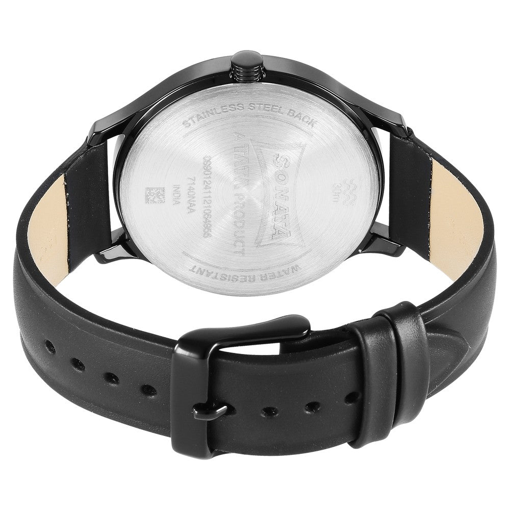 Sonata Quartz Multifunction Grey Dial Leather Strap Watch for Men image 4