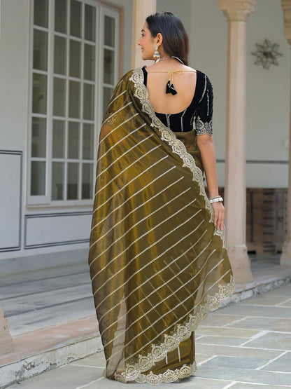 Vasthrlay Ethnic Classic Saree with decorative embroidery sequins design