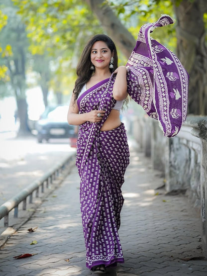 Vasthrlay Printed Saree in Classic with refined ethnic appeal