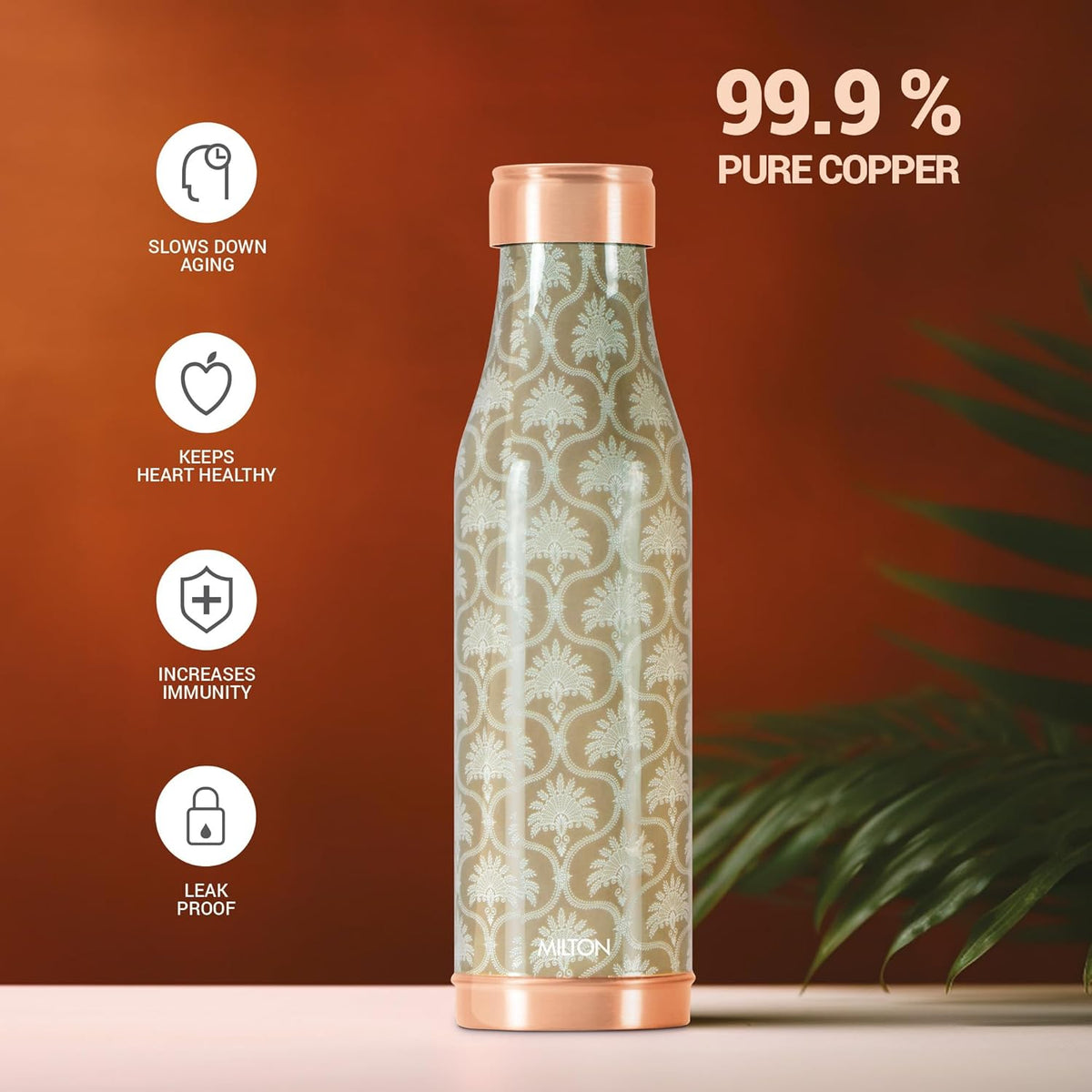 Copper  Design Water Bottle, 850 ml