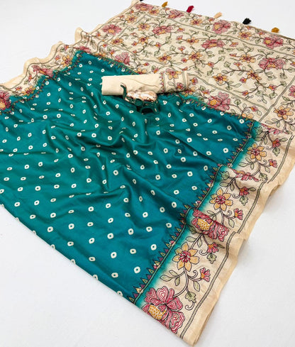 Vasthrlay Classic Embroidery Saree with elegant Bandhani styling