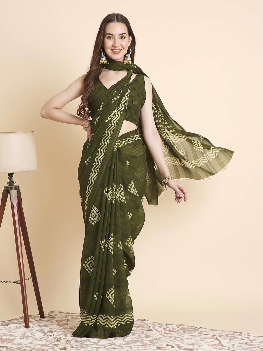 Vasthrlay Printed Saree in Rani with refined georgette ethnic appeal