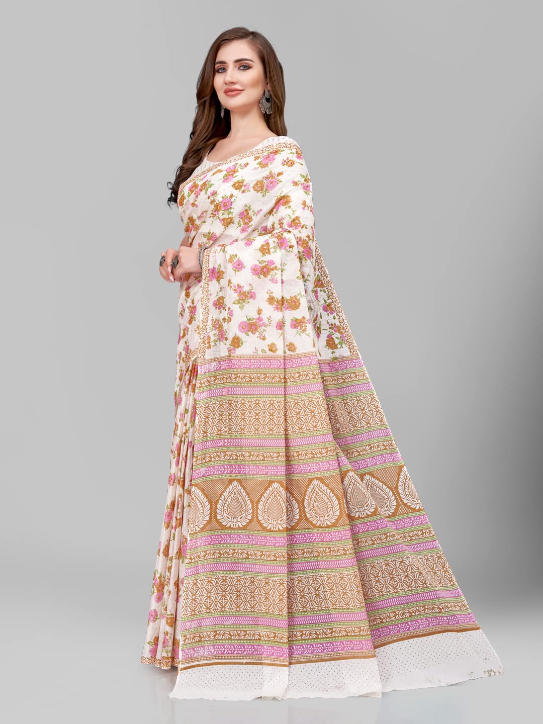 Vasthrlay Cream Traditional Saree for wedding and party wear styling