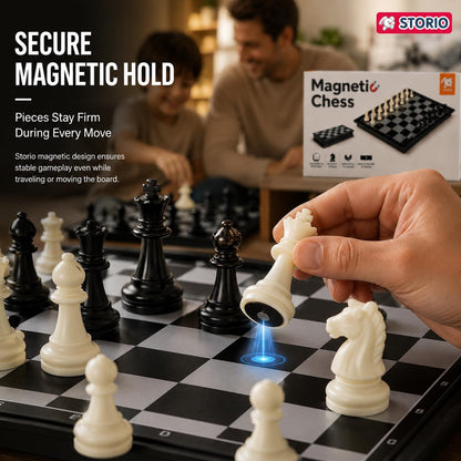 Storio Magnetic Chess Board Set with Folding Travel Storage Case