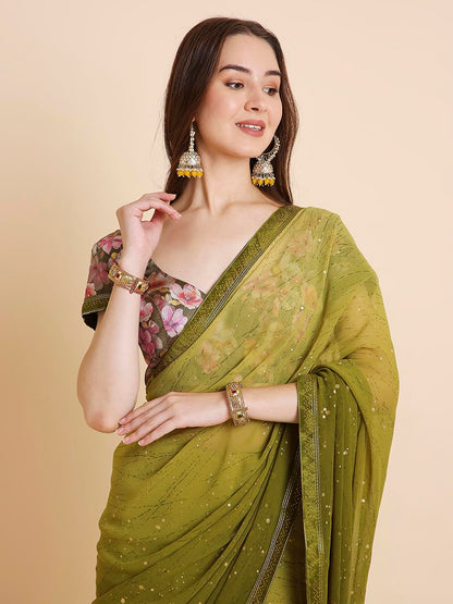 Vasthrlay Tie Dye Saree in Classic with refined georgette ethnic appeal