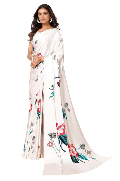 Vasthrlay White Ethnic Traditional Saree for festive ethnic occasions
