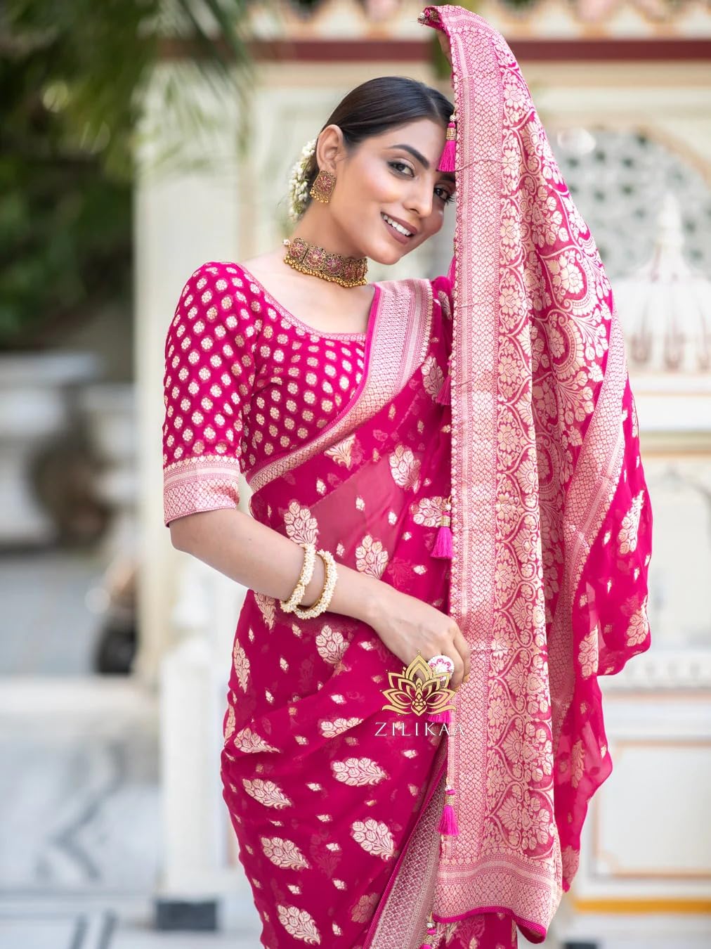 Vasthrlay Banarasi Classic Saree with decorative traditional design