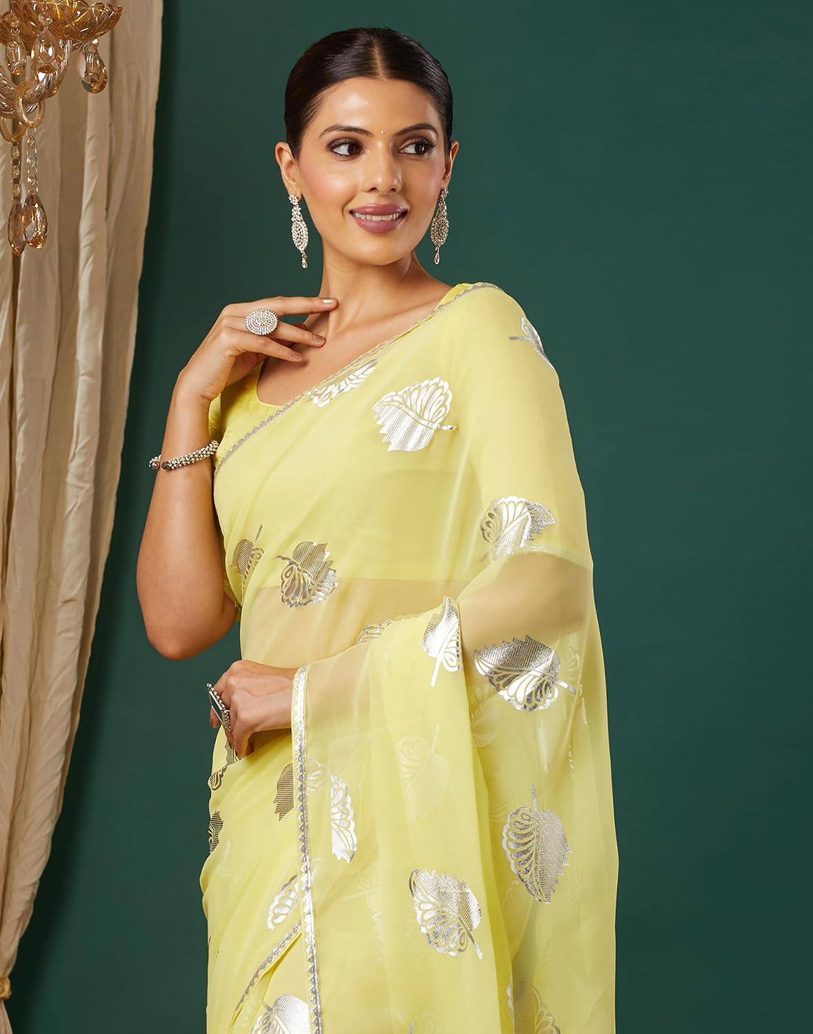 Vasthrlay Orange Printed saree for ceremony and occasion wear