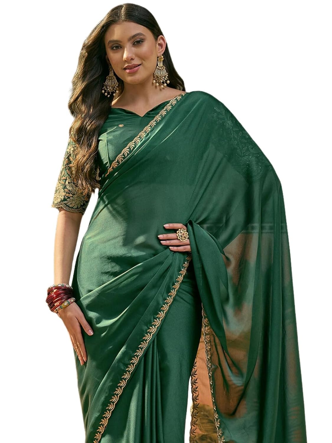 Vasthrlay Black Ethnic Embroidery Sequins Saree for festive ethnic occasions