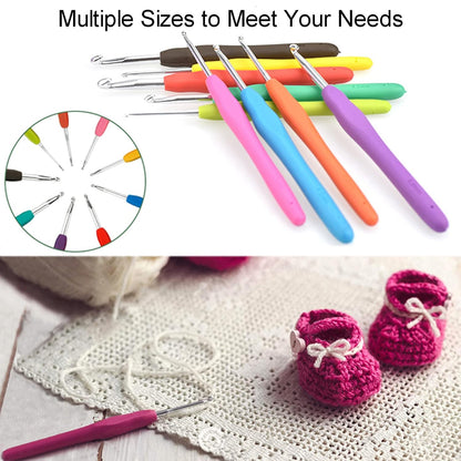 Crochet Hook Set, 9 Pcs Ergonomic Hooks, Aluminum Knitting Tools with Rubber Soft Grip - image 5