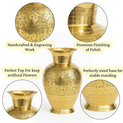Brass Flower Vase for Home Decor 9 Inch