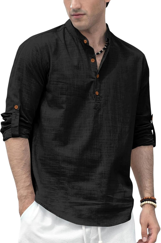 Zombom Mens Black Short Kurta Shirt Ayyappa Vratham Collection