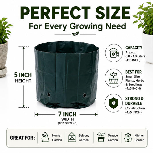 Go Garden Black Poly Nursery Grow Bag 5 x 7 inch Pack of 100