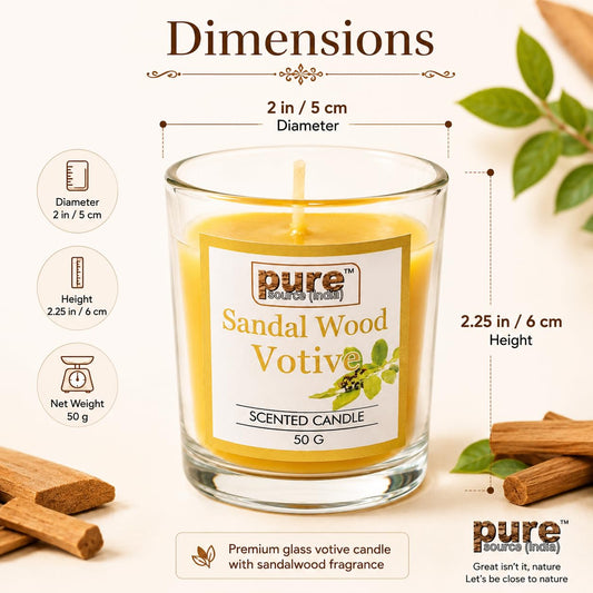 Pure Source India Rose Jasmine and Sandalwood Scented Glass Votive Candles Pack of 6