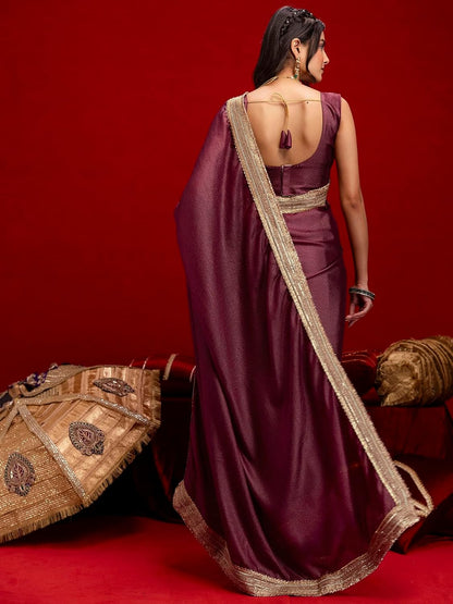 Vasthrlay Pink Embroidery Saree with elegant georgette styling