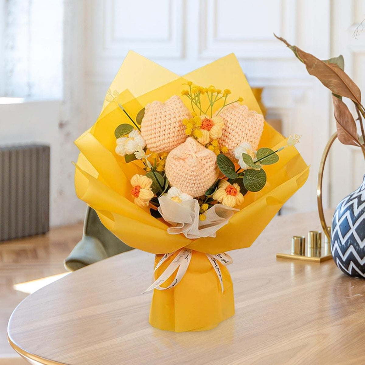 Crochet Flower Bouquet Tulips Artificial Flowers - image 5
