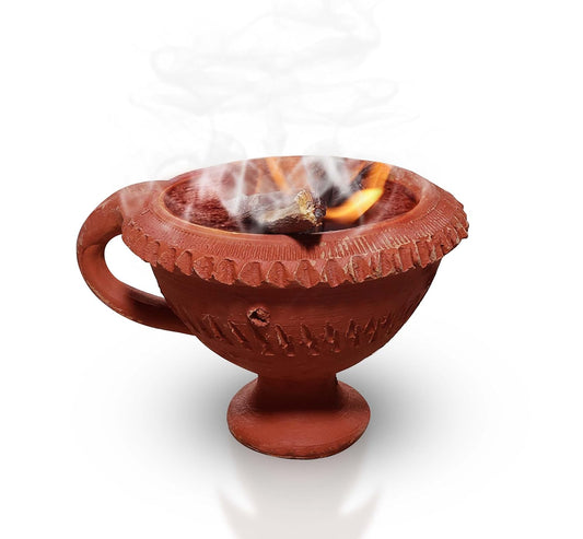 Pure Source India Natural Clay Dhoop Dani Loban Dhuni Burner Holder