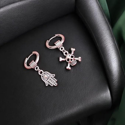 M Men Style Men Fatima Hamsa Hand Palm with Gothic Skeleton Head