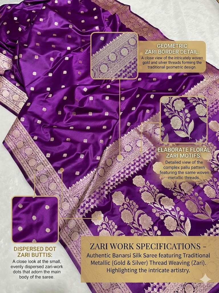 Vasthrlay Banarasi Classic Saree with decorative Border design