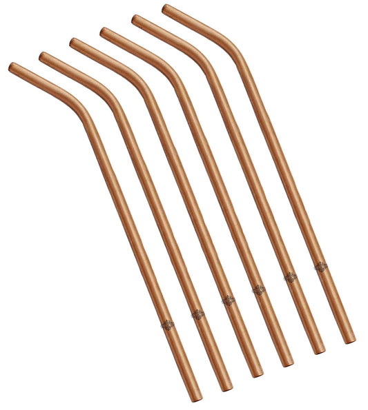 Indian Art Villa Reusable Copper Cocktail Straws Set of 6 7.7 Inch