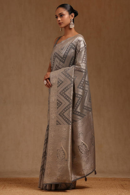 Vasthrlay Linen Classic Saree with decorative Woven design