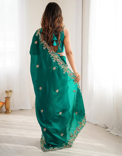 Vasthrlay Red Embroidery saree for ceremony and occasion wear
