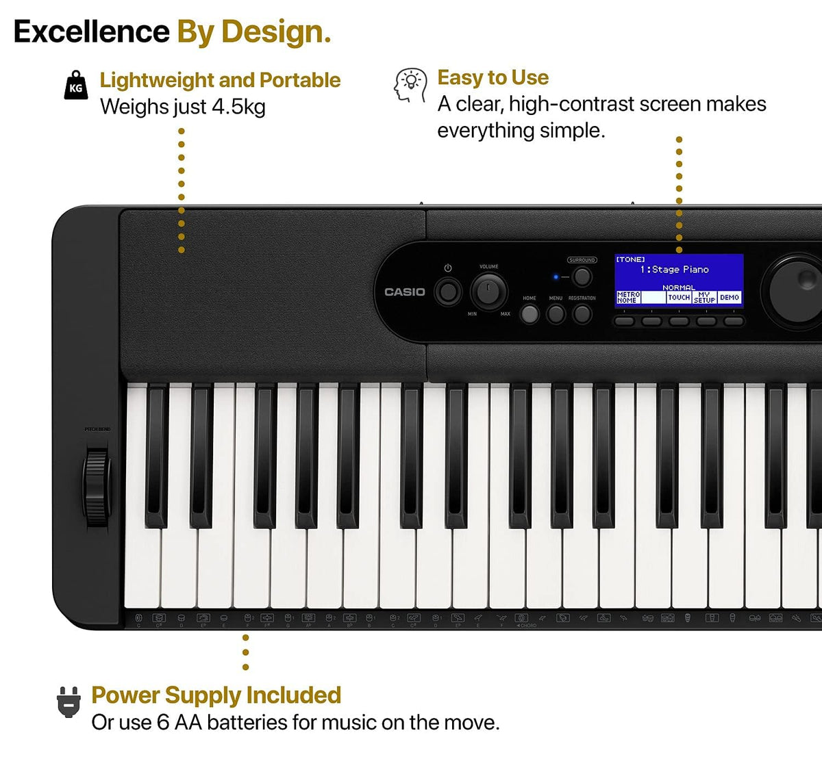 Casio CT-S400 61 Key Portable Keyboard Black