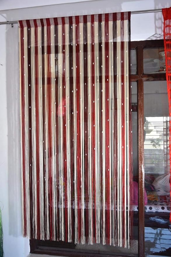 Polyester Solid Pattern Beautiful Threads String Door Curtain - PUSHMYCART