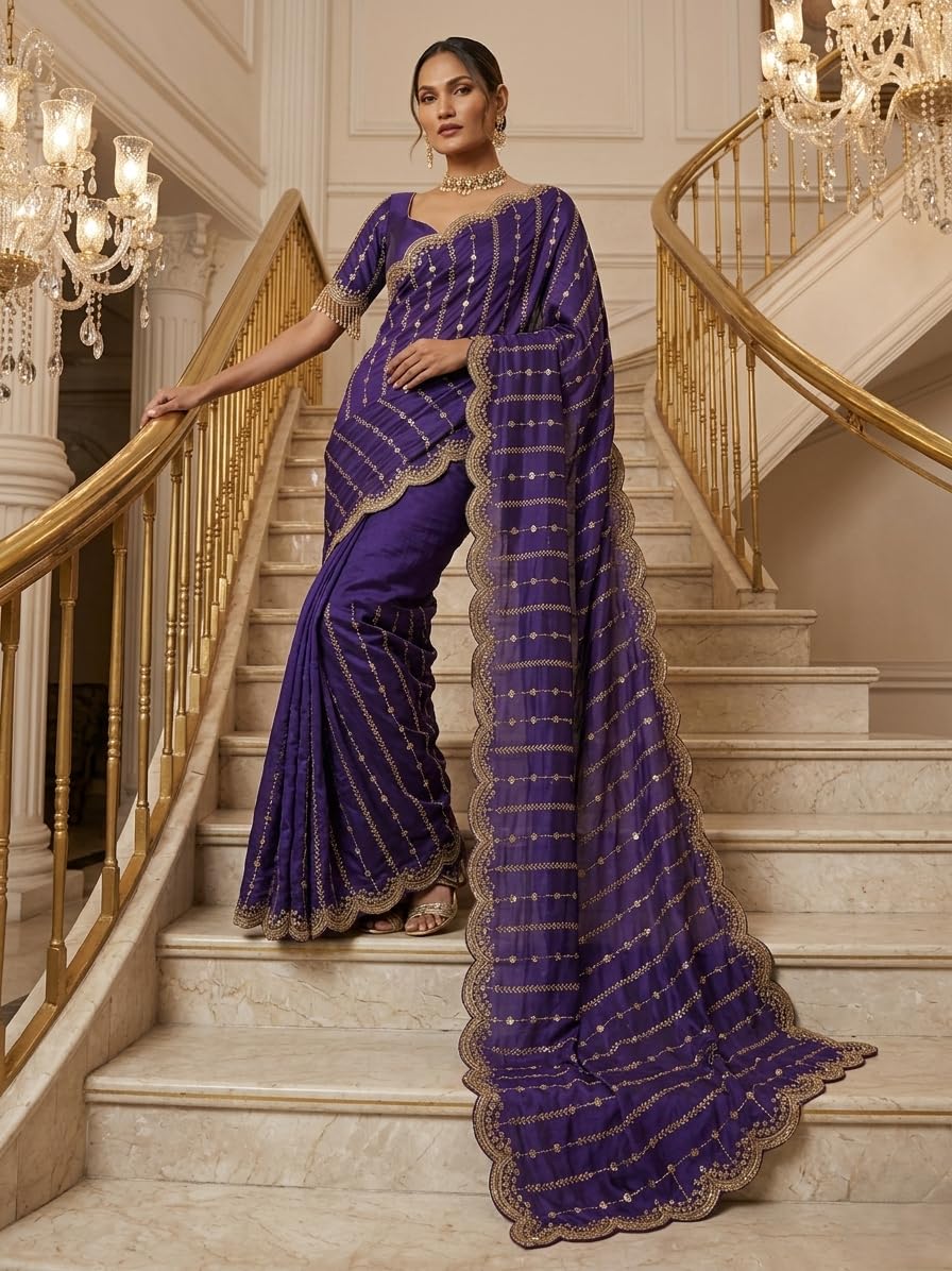 Vasthrlay Traditional Saree in Orange with refined ethnic ethnic appeal