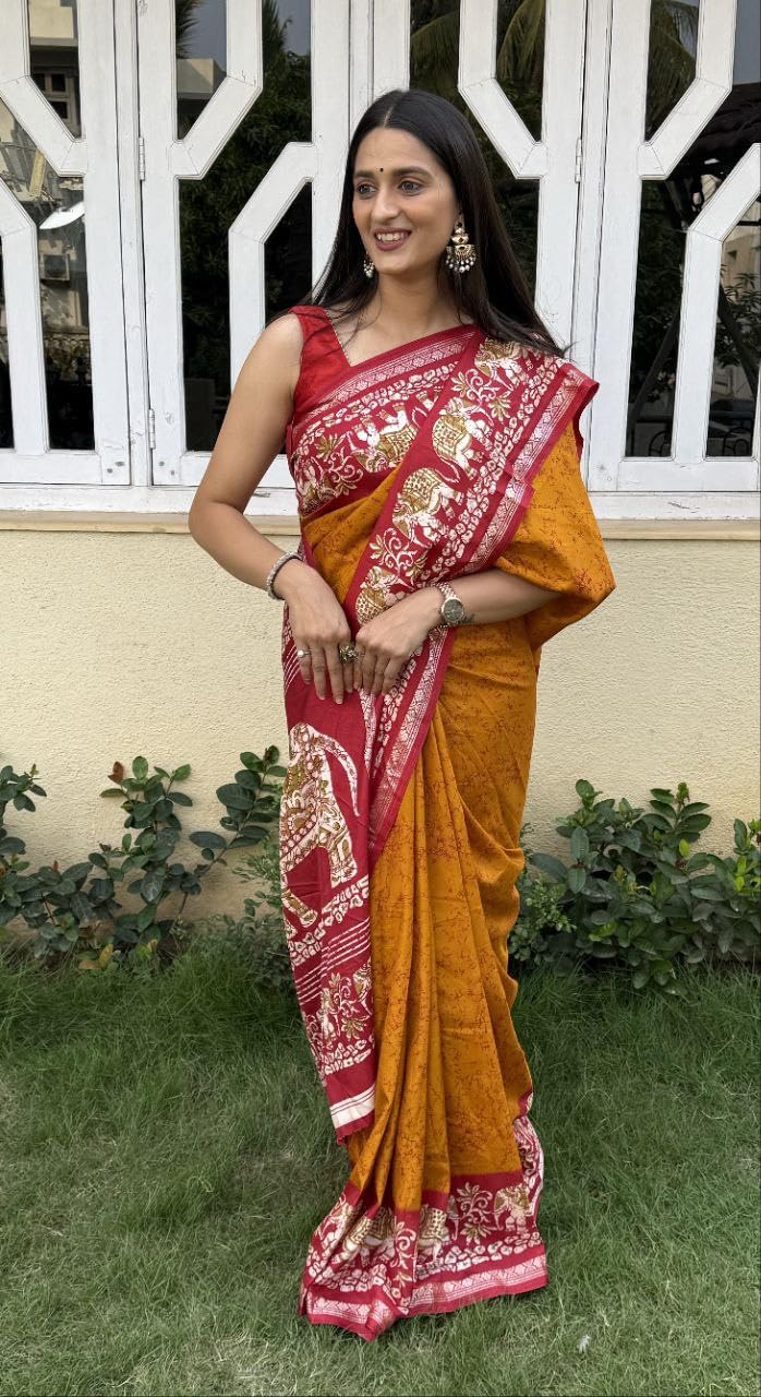 Vasthrlay Ethnic Classic Saree with decorative Kalamkari design