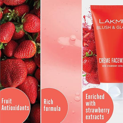 Lakme Strawberry Cream Face Wash 50G - PUSHMYCART