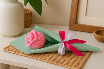 Clapjoy Handmade Crochet Rose Flower – Wool Artificial Flower Gift