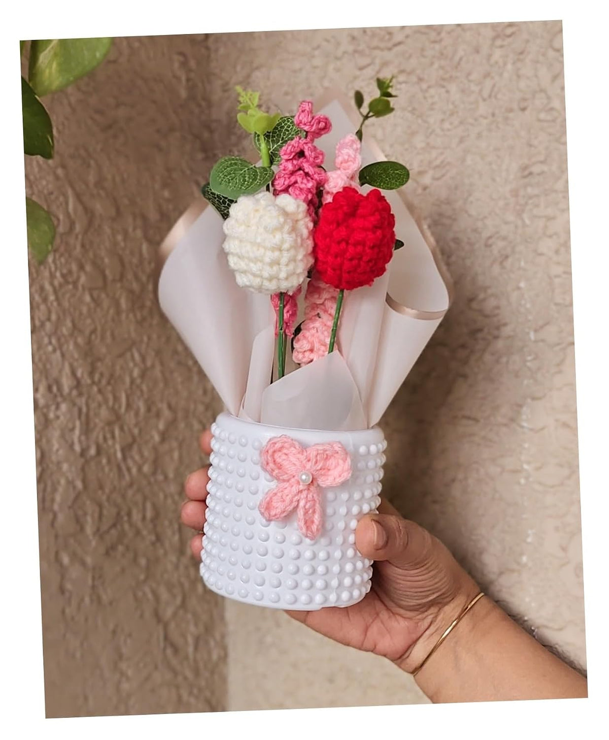 Handmade Artificial Crochet Flower Bouquet - image 5