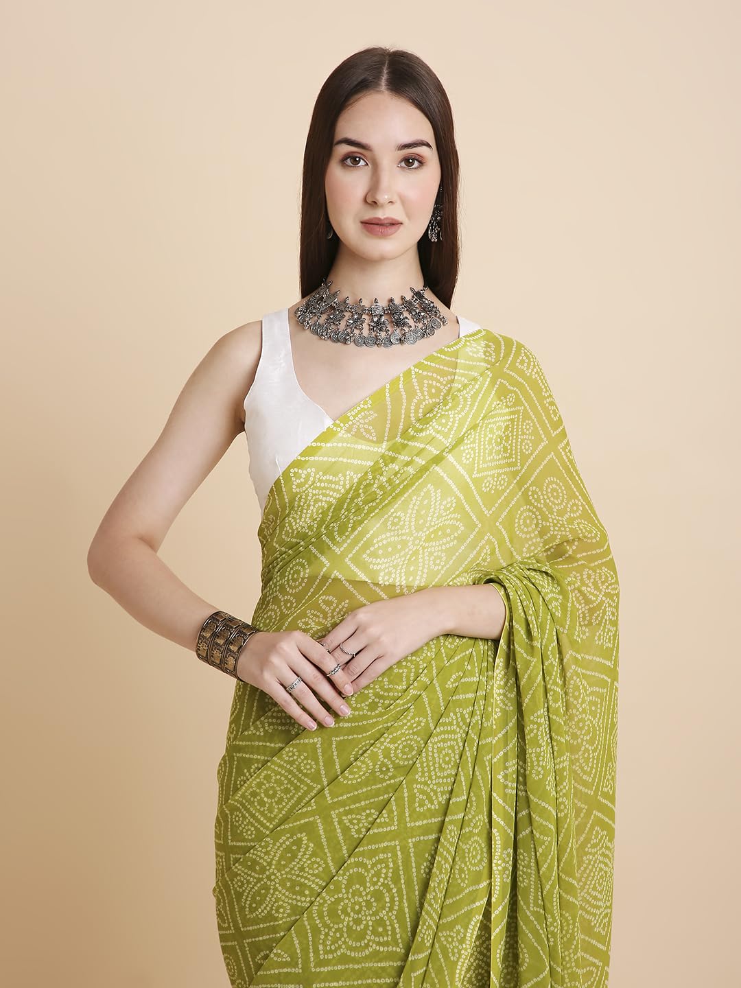 Vasthrlay Teal Saree with elegant chiffon and printed styling