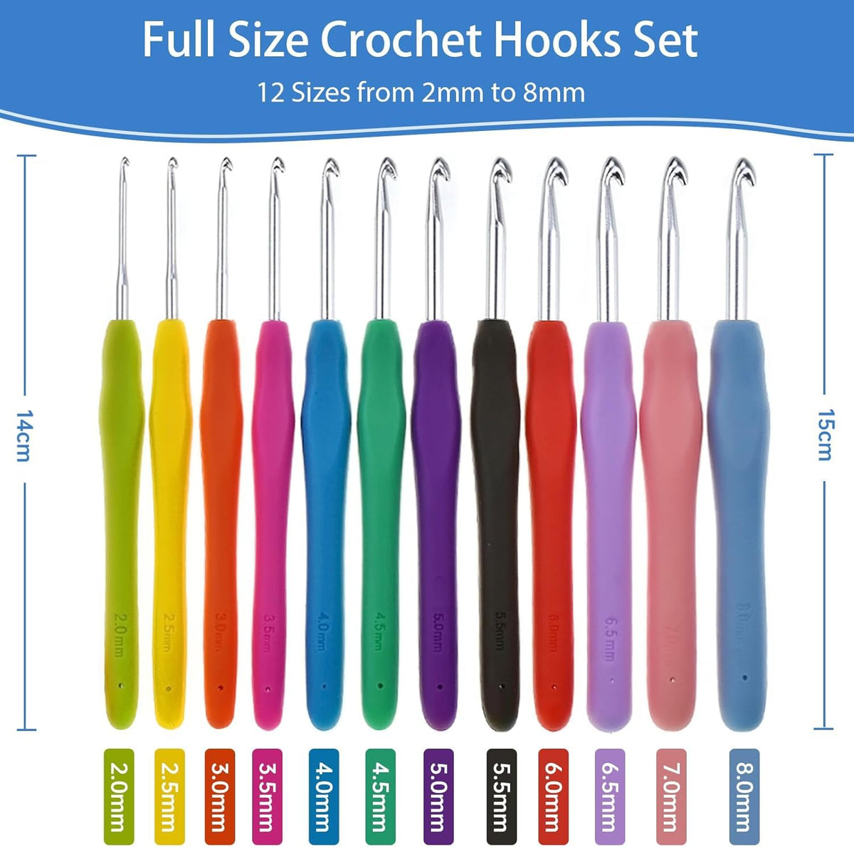 12 Pcs Crochet Kit with Soft Grip Handles - image 2