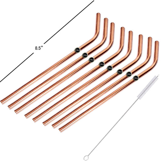 AIA India Bend Copper Cocktail Straws 8.5 Inch