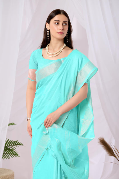 Vasthrlay Ethnic Green Saree with decorative traditional design