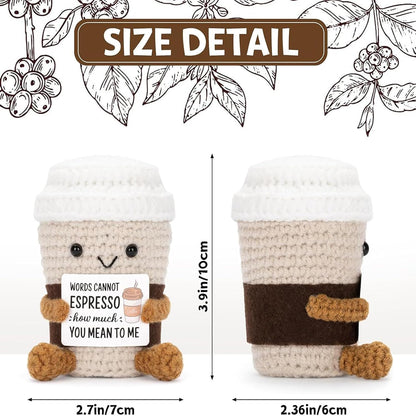 Crochet Toy, Knitted Coffee Cup, Emotional Support Gift - image 3
