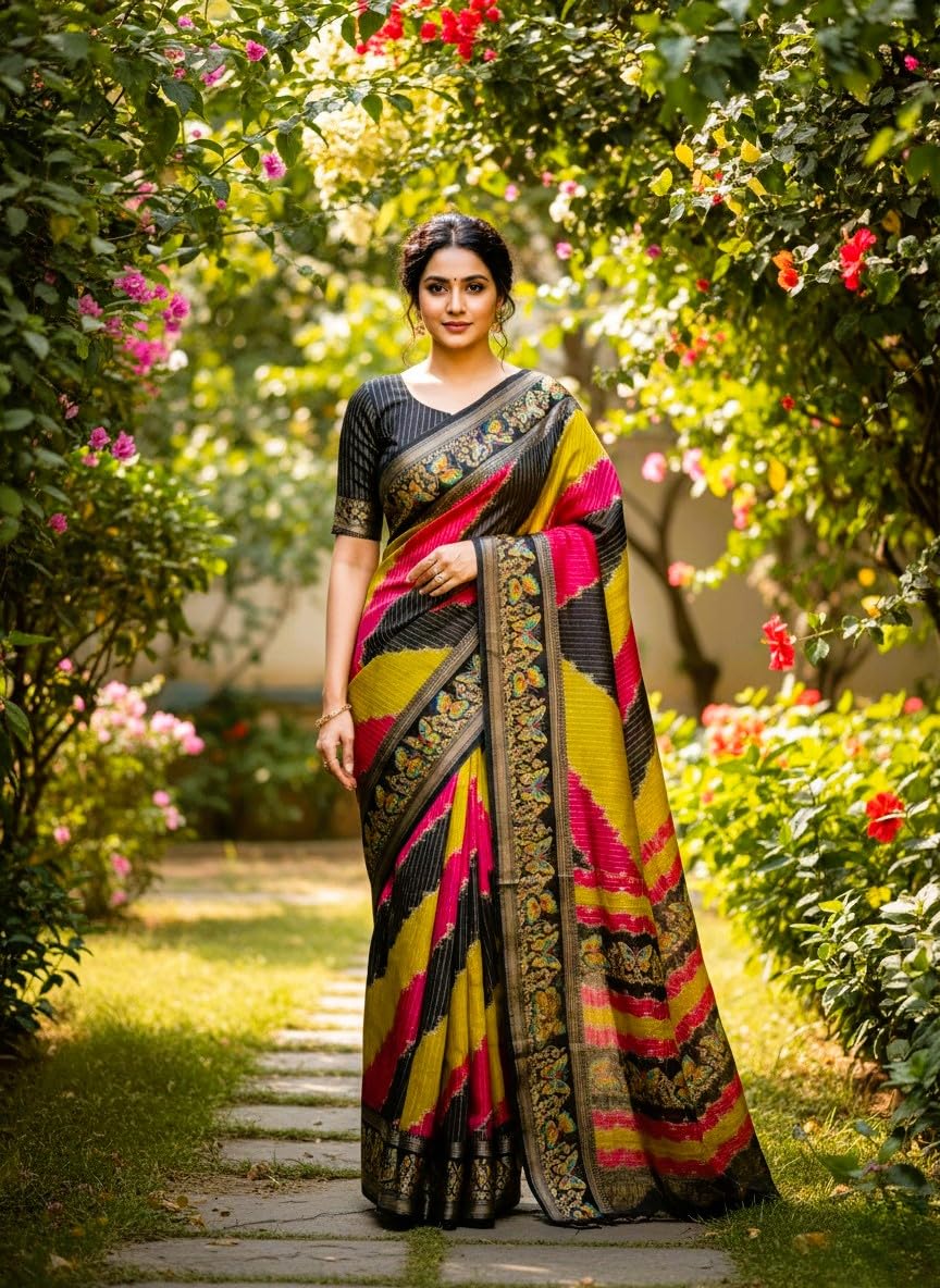 Vasthrlay Multicolor Embroidered Saree with elegant Ethnic styling