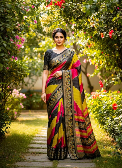 Vasthrlay Multicolor Embroidered Saree with elegant Ethnic styling