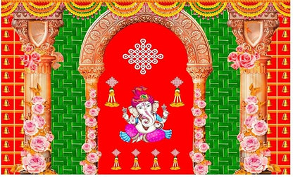 Backdrop Cloth Pooja Decoration Traditional
