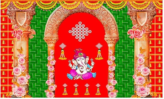 Backdrop Cloth Pooja Decoration Traditional